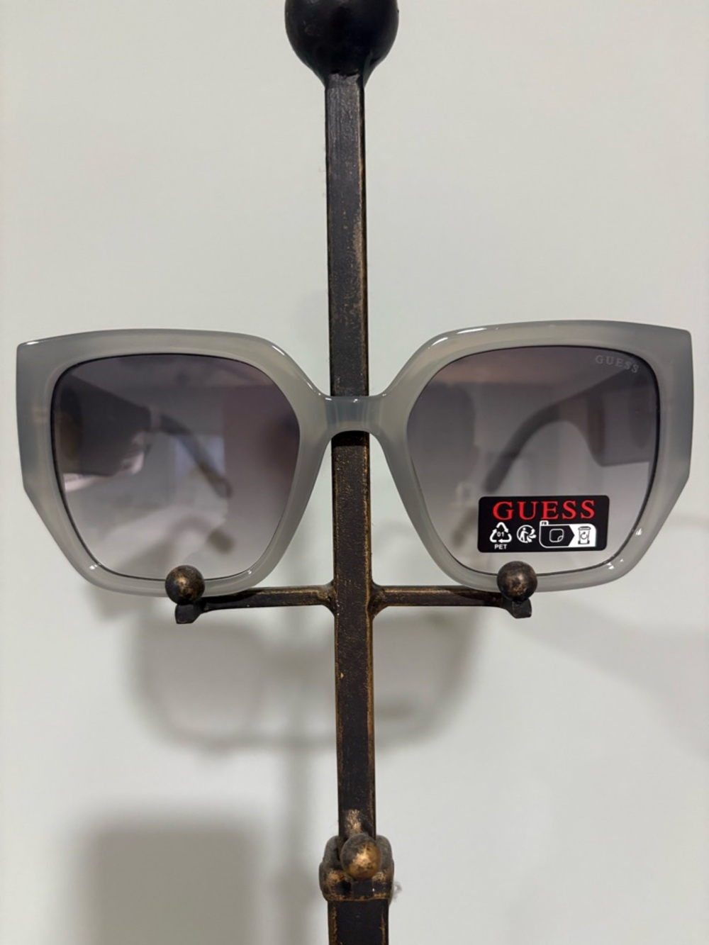 GUESS Women's Light Grey Square Sunglasses with Gradient Lenses